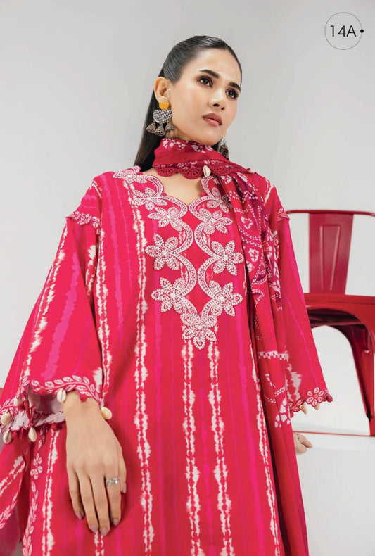 MariaB MBasics Printed & Embroidered Lawn Unstitched 3 Piece Suit (unstitched)