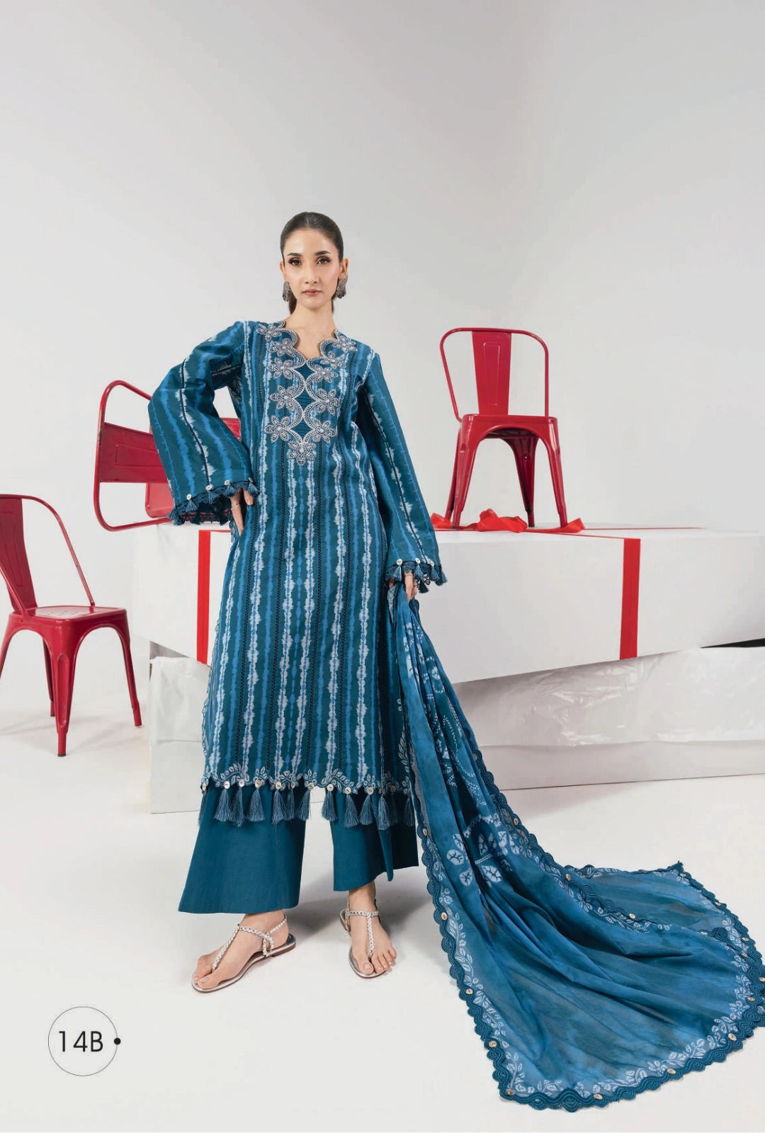 MariaB MBasics Printed & Embroidered Lawn Unstitched 3 Piece Suit (unstitched)
