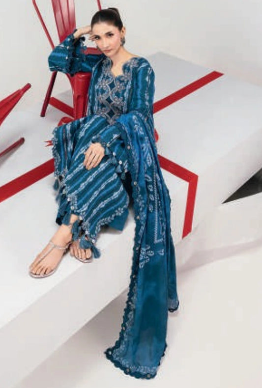 MariaB MBasics Printed & Embroidered Lawn Unstitched 3 Piece Suit (unstitched)