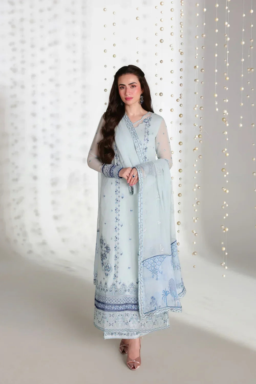 Azure Ensembles Festive Collection 2026 – 3 Piece Unstitched Embroidered Suit (Aquaria)