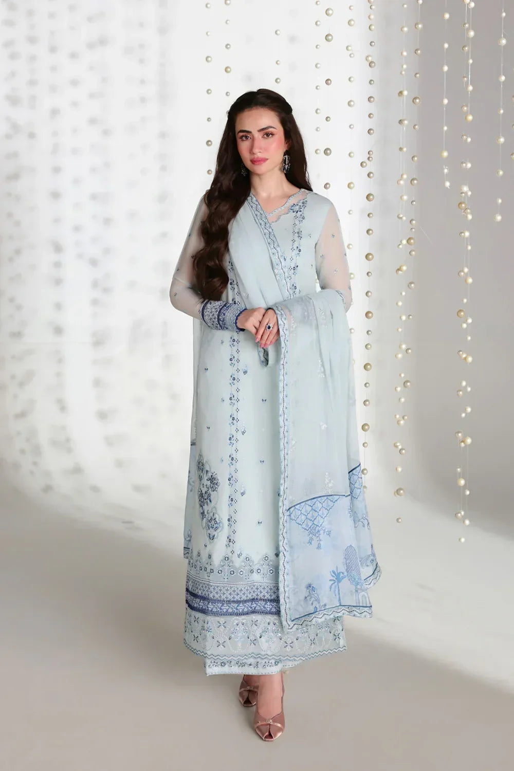 Azure Ensembles Festive Collection 2026 – 3 Piece Unstitched Embroidered Suit (Aquaria)
