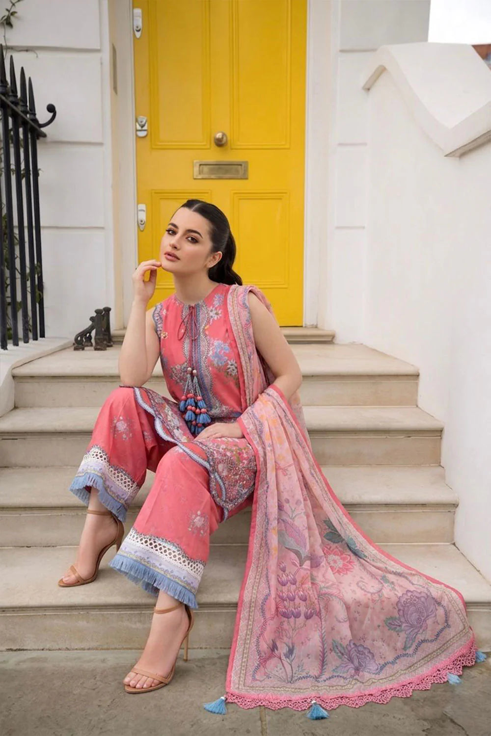 Sobia Nazir Printed Lawn 3 Piece Unstitched Suit with Chiffon Dupatta (SNP26-6B)