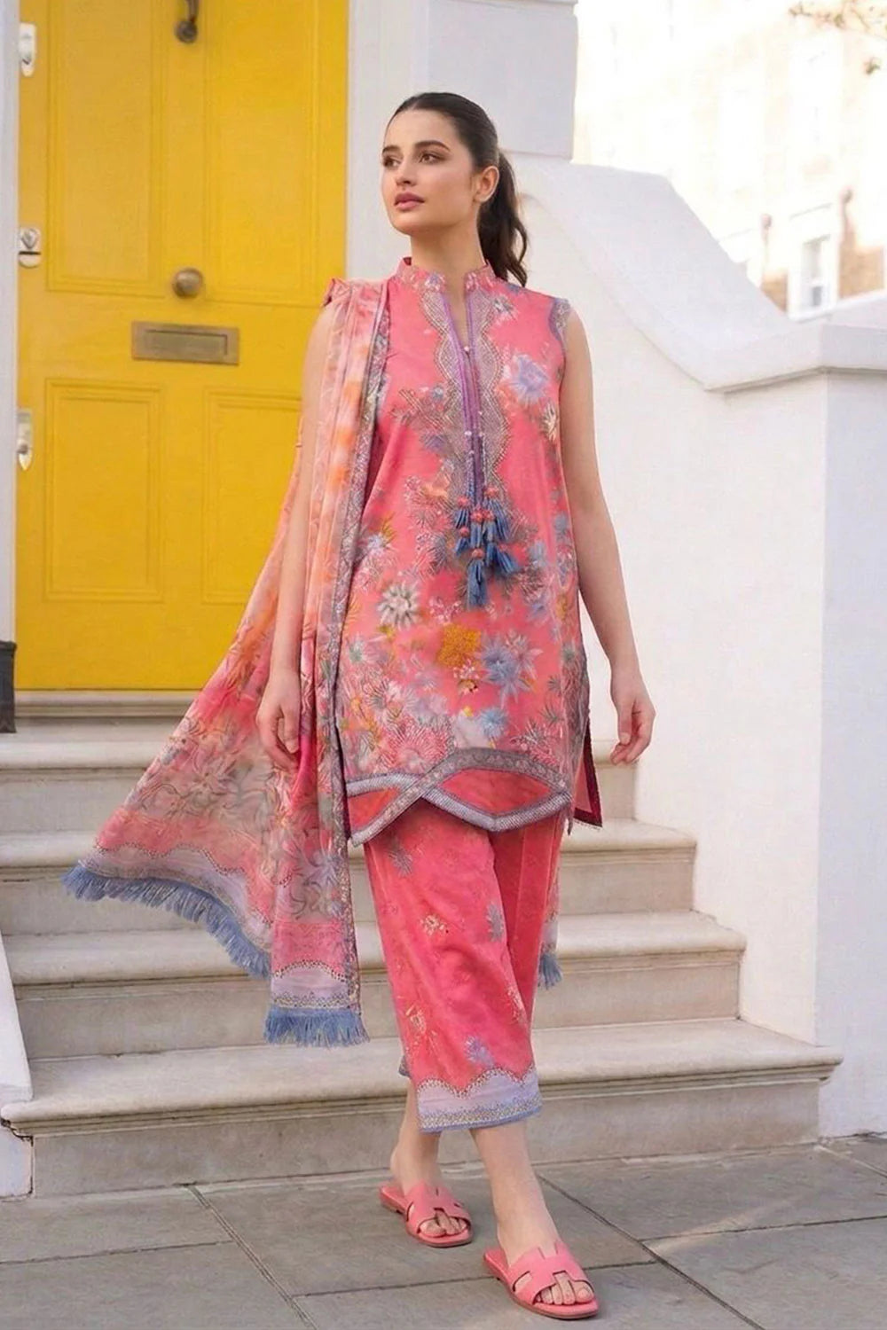 Sobia Nazir Printed Lawn 3 Piece Unstitched Suit with Chiffon Dupatta (SNP26-6B)