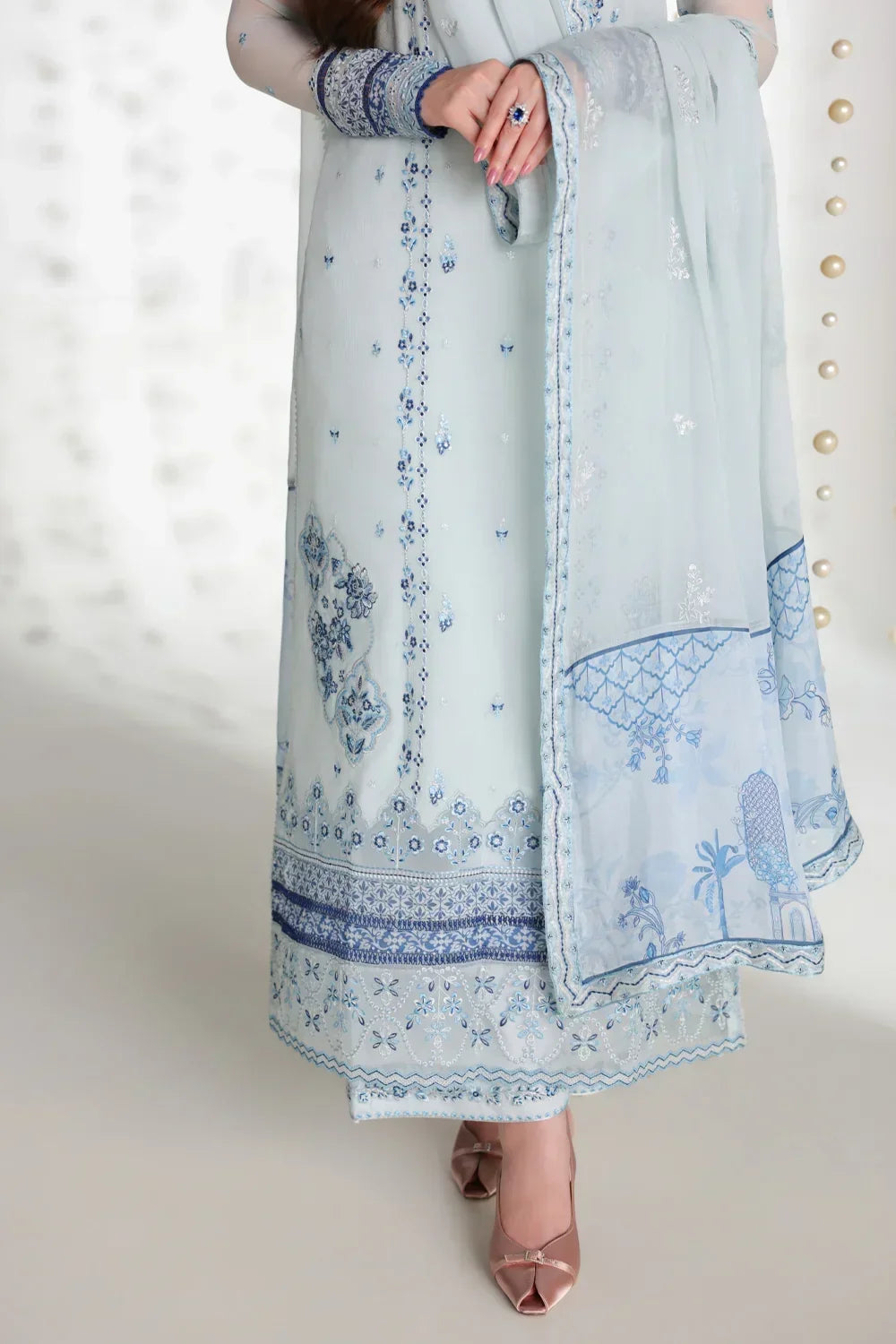 Azure Ensembles Festive Collection 2026 – 3 Piece Unstitched Embroidered Suit (Aquaria)