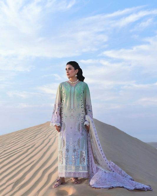 Nureh Aman – NE-06 | Luxury Embroidered Laser-Cut Lawn 3-Piece Suit