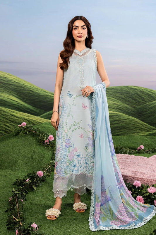 MariaB MBasics-Embroidered Lawn 3 Piece Unstitched Suit with Chiffon Dupatta (D10A)