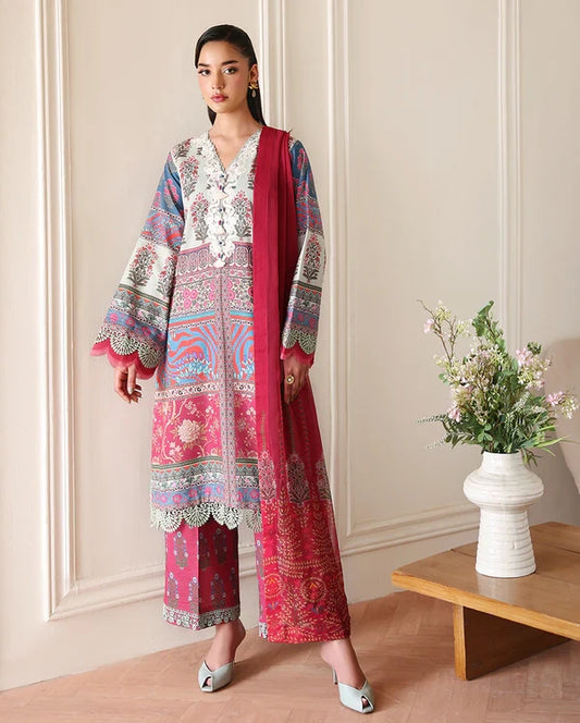 Roheenaz Éclat | Rosette Dream | Unstitched 3 Piece Lawn Suit (Printed & Embroidered)