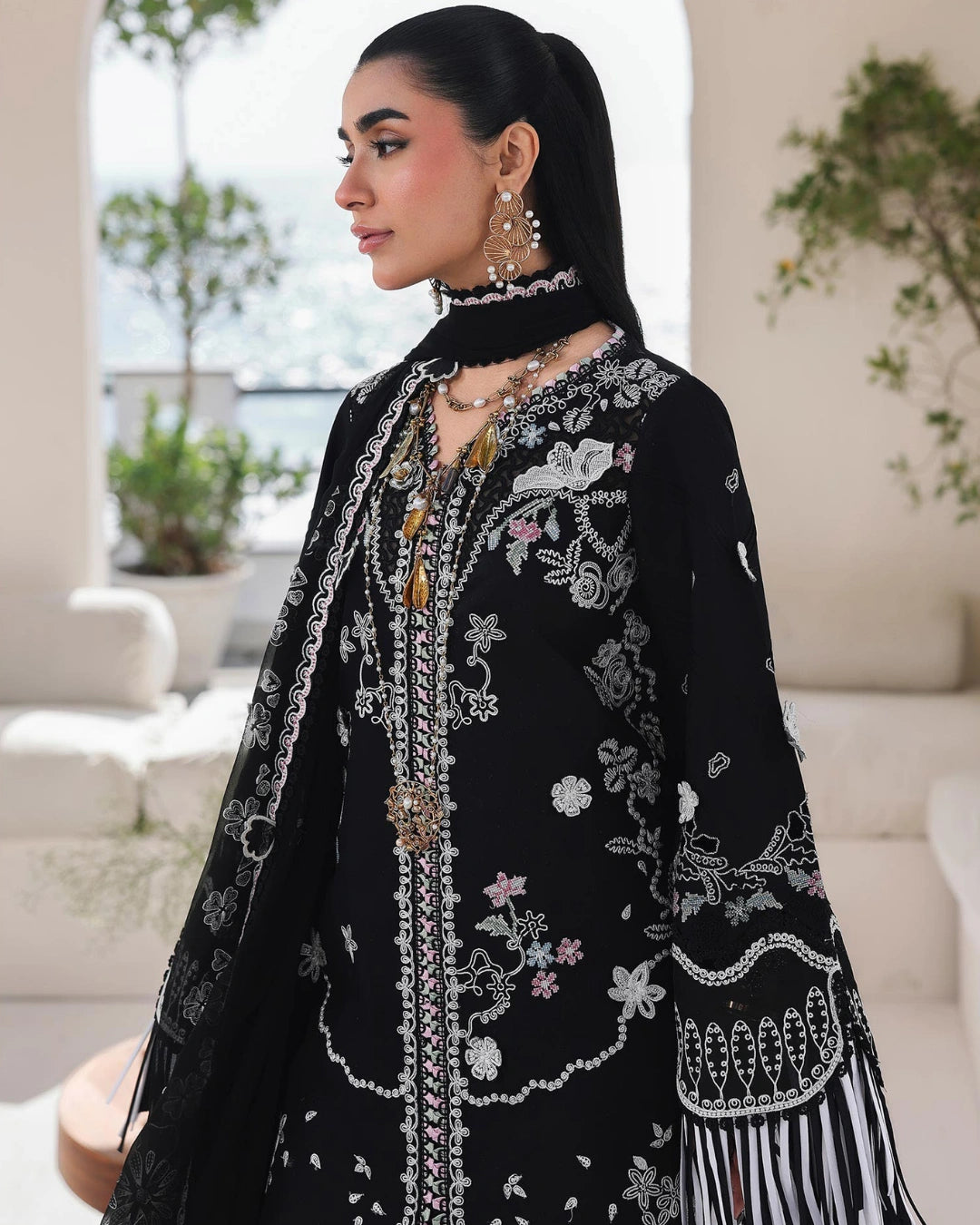 Qalamkar 3-Piece Chikankari Embroidered Luxury Lawn Suit (Unstitched) SA #02
