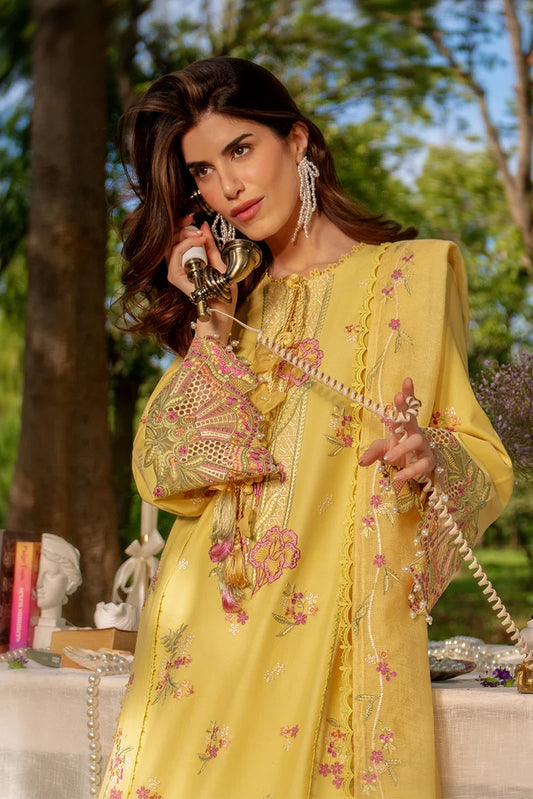 Rang Rasiya- Embroidered Lawn 3PC Unstitched Suit with Net Dupatta (Mysha)