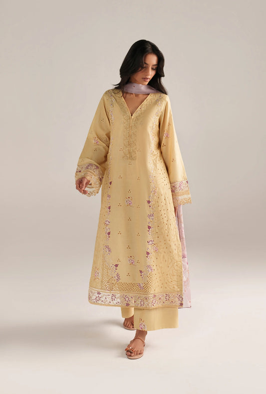 IZNIK Luxury Lawn Collection – SS-06 | Butter Yellow 3-Piece Set