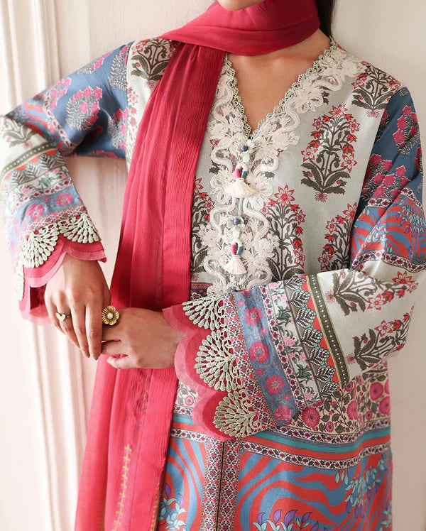 Roheenaz Éclat | Rosette Dream | Unstitched 3 Piece Lawn Suit (Printed & Embroidered)