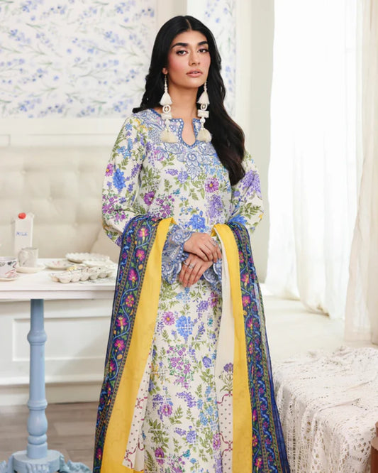 NISSA Floral Symphony – Embroidered & Printed Lawn Suit by Rajbari (Unstitched) 02