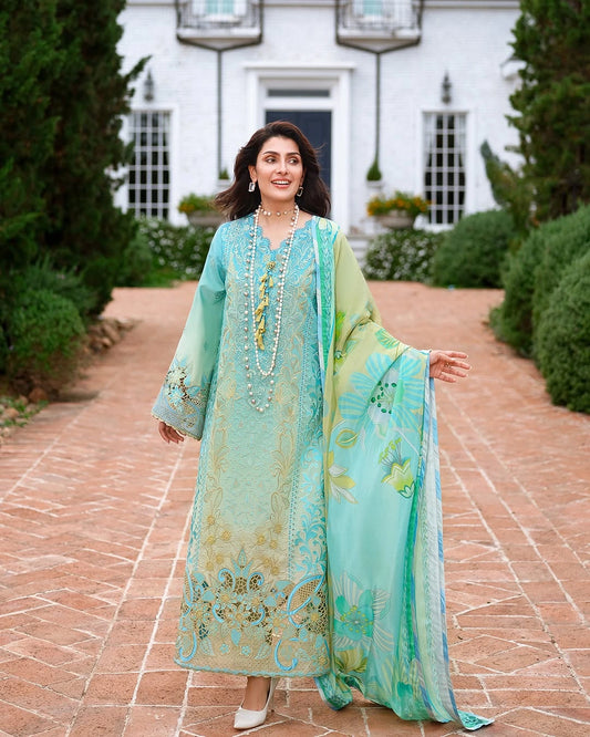 Mushq A Moi Luxury Lawn ’26 | Embroidered 3-Piece Unstitched Suit (Whispering Winds)