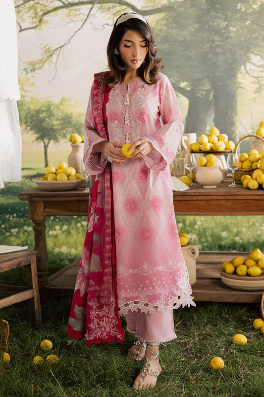 NUREH BLOOM Embroidered & Printed Doriya Lawn 3 Piece Unstitched Suit (BL-13)