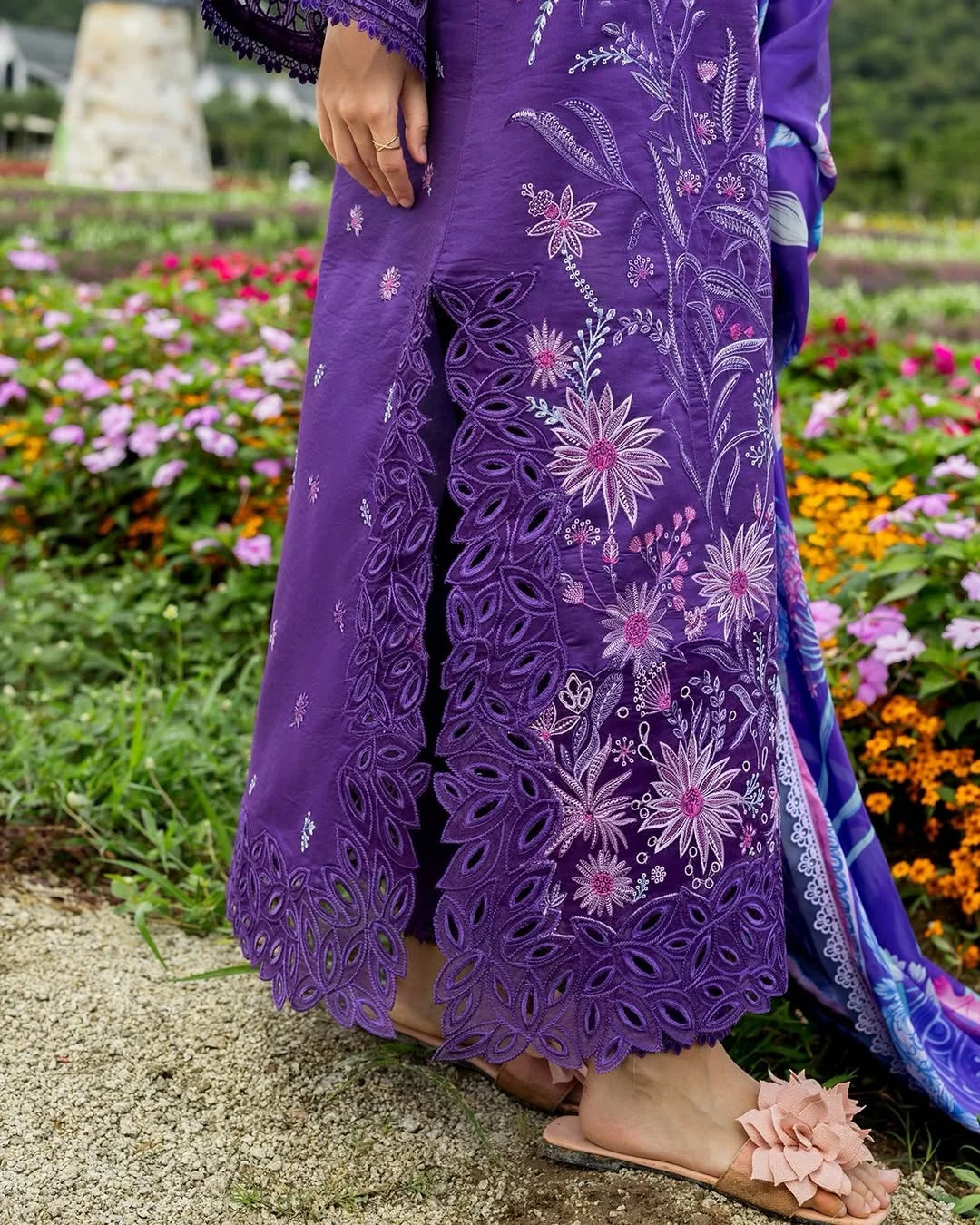 Lily Veil – Embroidered Lawn with Silk Dupatta