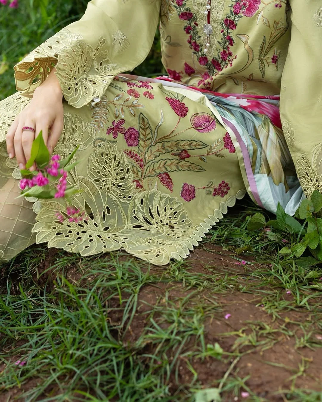 Wildflower Waltz – Embroidered Lawn with Silk Dupatta