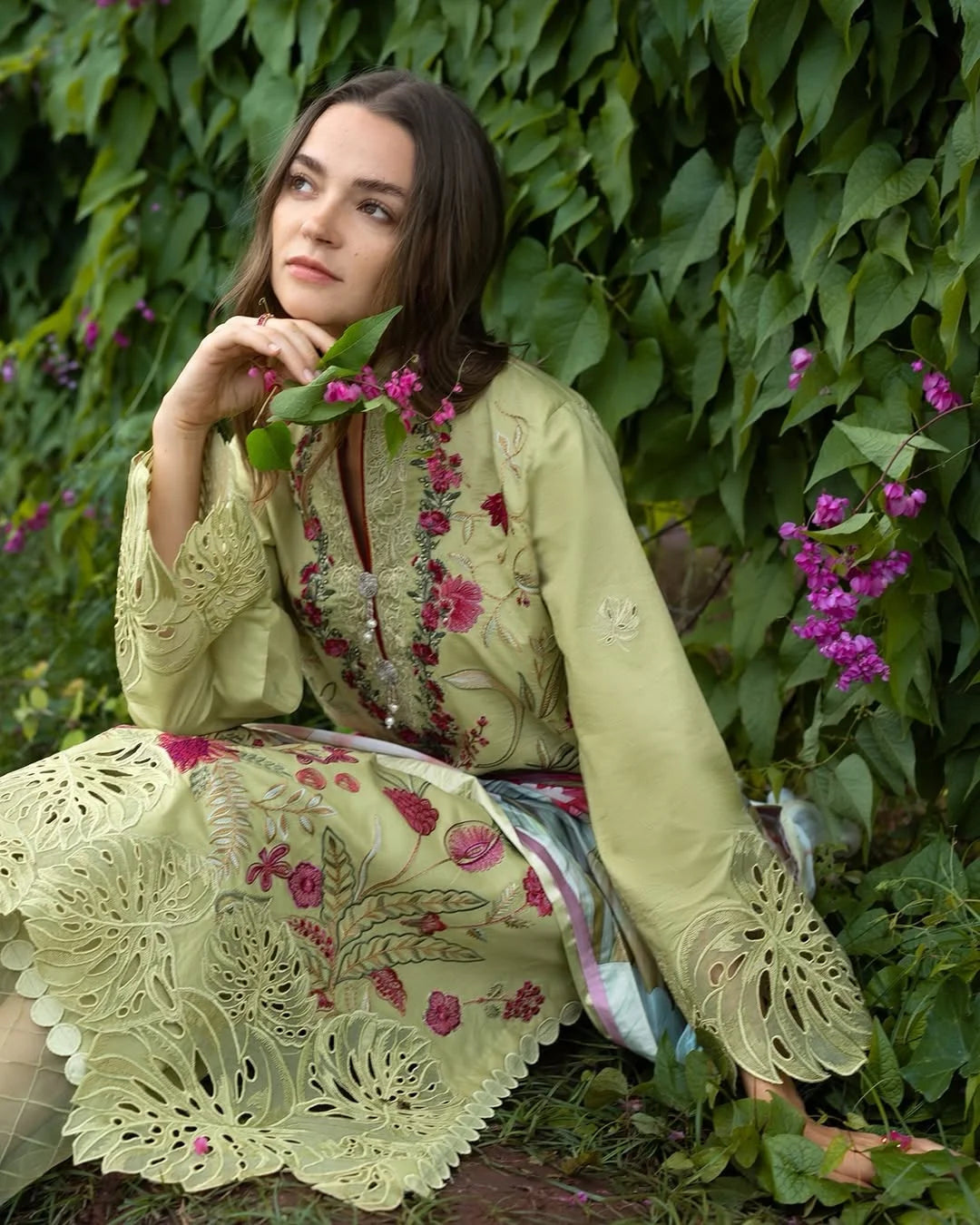 Wildflower Waltz – Embroidered Lawn with Silk Dupatta