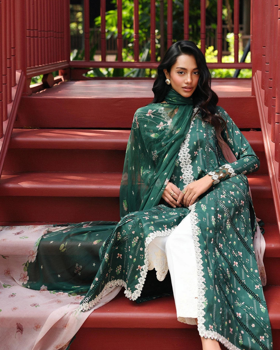 Qalamkar Qprints | Digital Printed Lawn Chikankari Embroidered Unstitched Suit | GREER