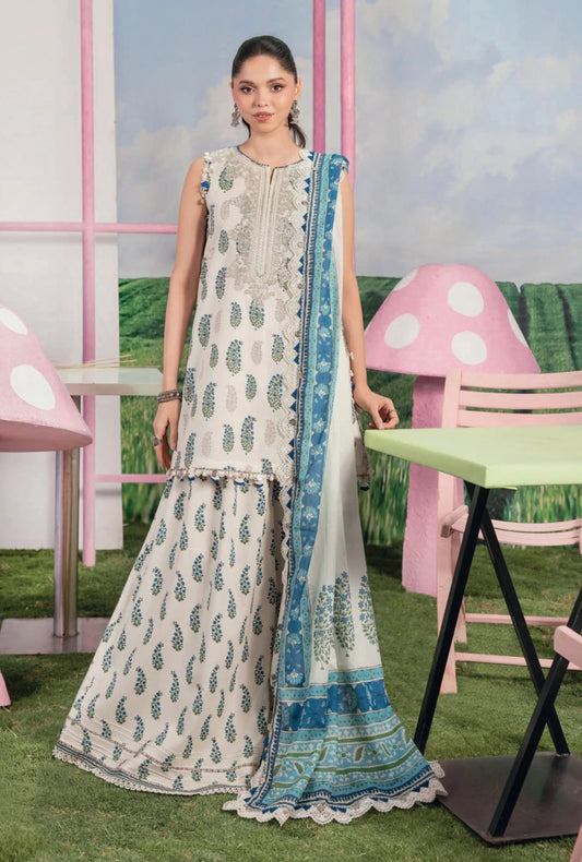 MariaB MBasics Printed & Embroidered Lawn Unstitched 3 Piece Suit (unstitched)