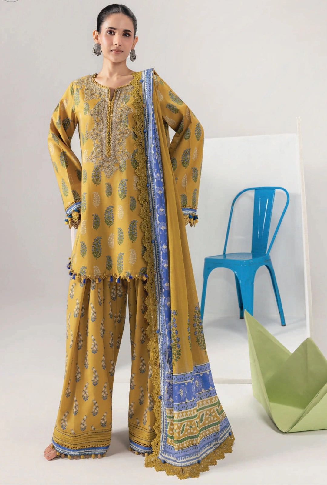 MariaB MBasics Printed & Embroidered Lawn Unstitched 3 Piece Suit (unstitched)