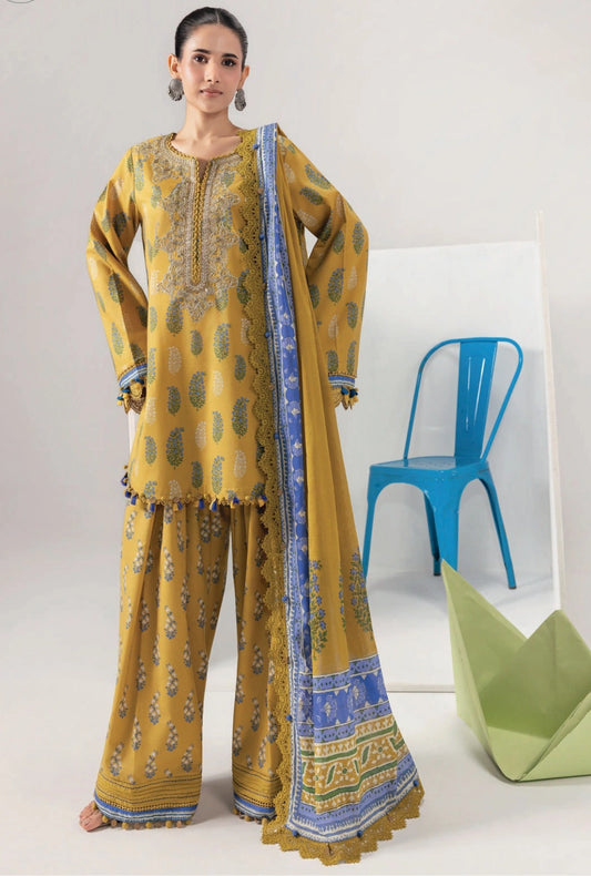 MariaB MBasics Printed & Embroidered Lawn Unstitched 3 Piece Suit (unstitched)