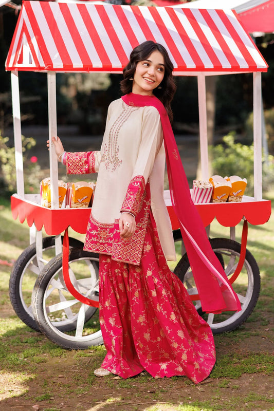 Garnet Embroidered Lawn Stitched 3 Piece Suit (Tickle Pink) | Summer Collection 2026