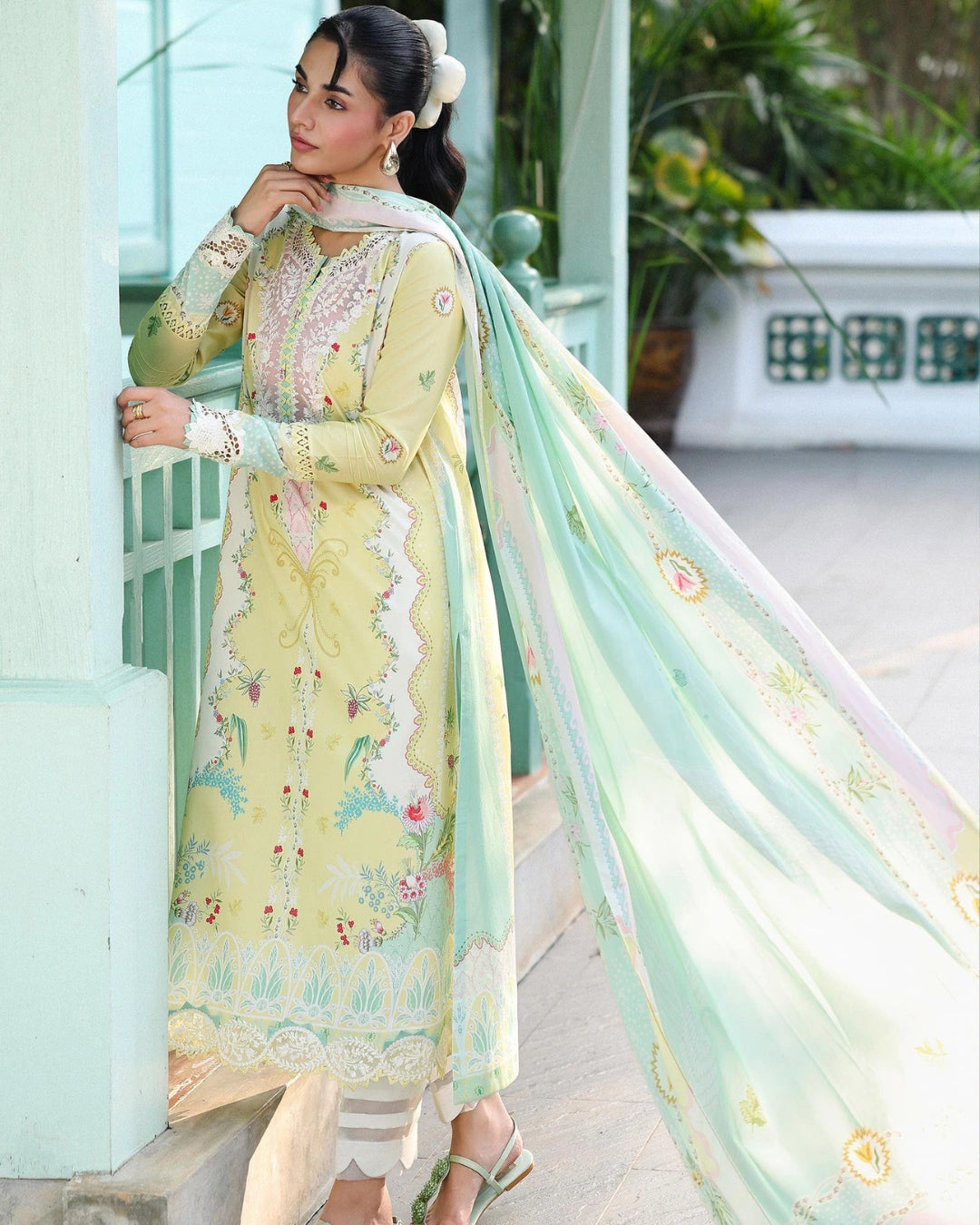 Qalamkar Qprints | Digital Printed Lawn Chikankari Embroidered Unstitched Suit | JOVIE