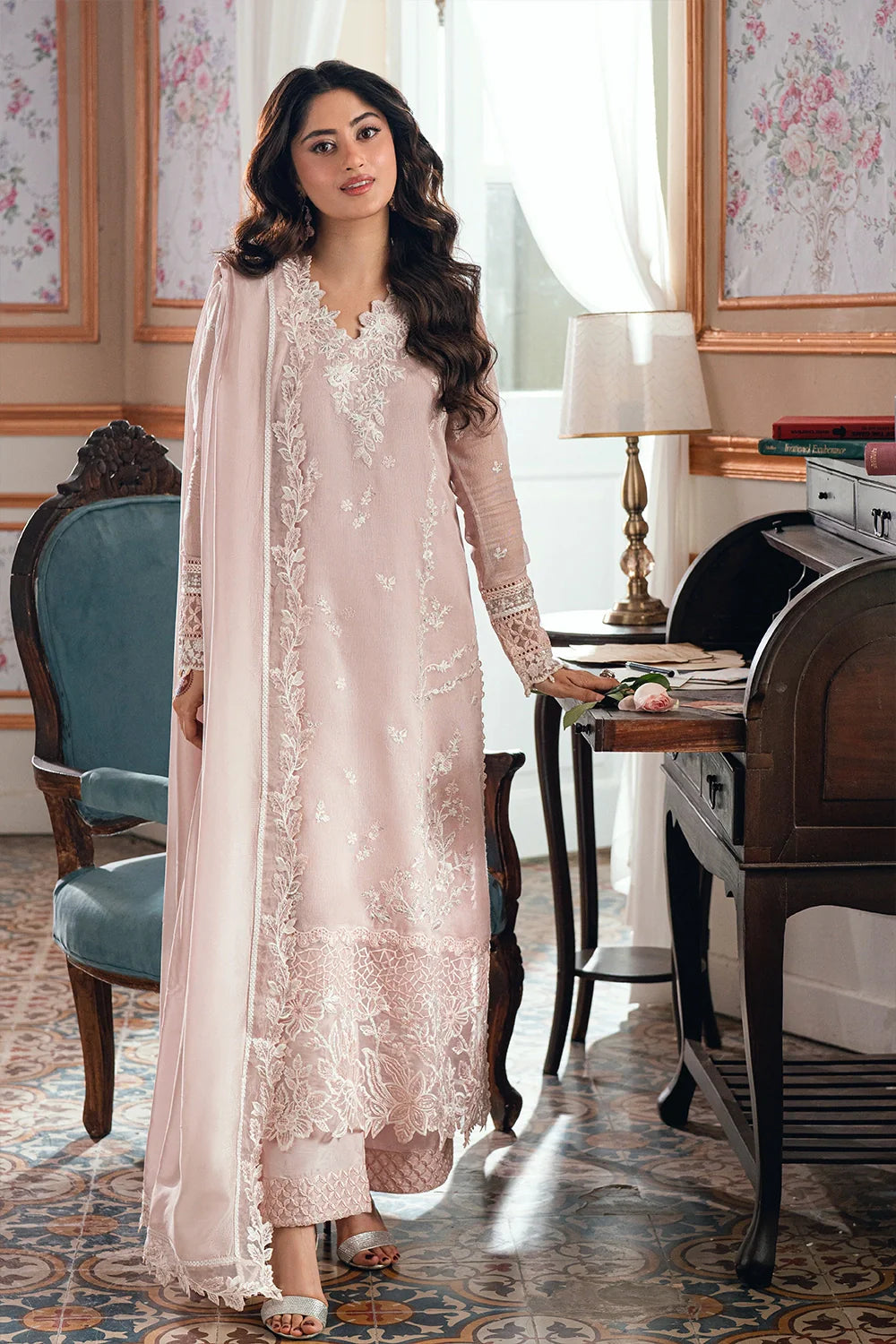 Azure Ensembles '26 - Premium 3 Piece Unstitched Suit (Rosebud)