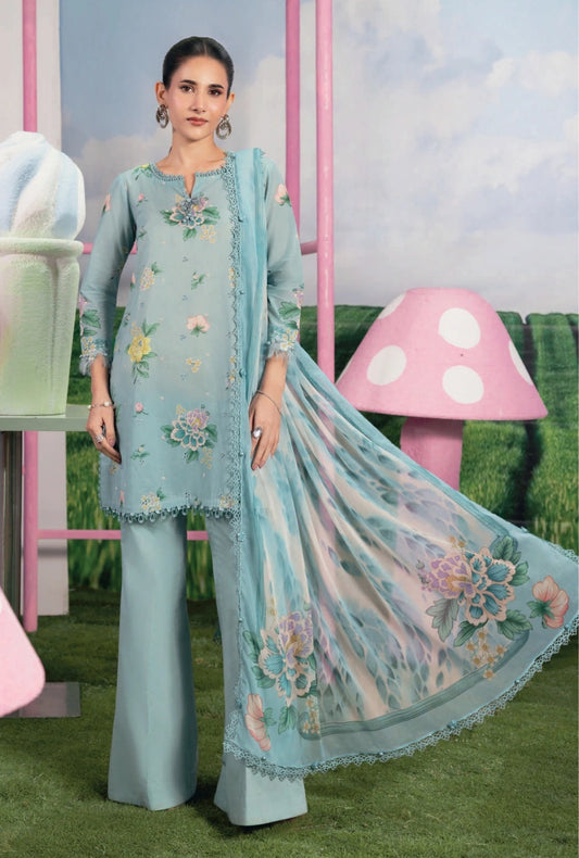 MariaB MBasics Printed & Embroidered Lawn Unstitched 3 Piece Suit (unstitched)