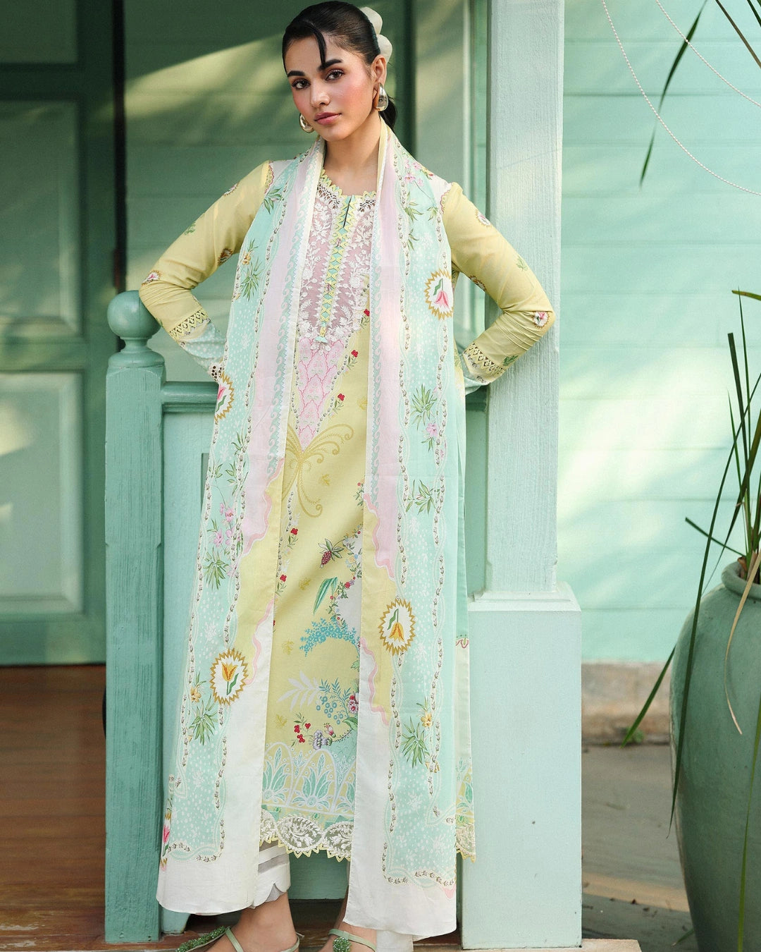 Qalamkar Qprints | Digital Printed Lawn Chikankari Embroidered Unstitched Suit | JOVIE