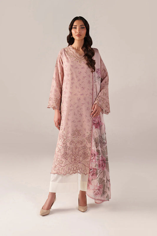 Iznik spring summer Tea Pink Embroidered Lawn 3 Piece stitched Suit (SS-05)