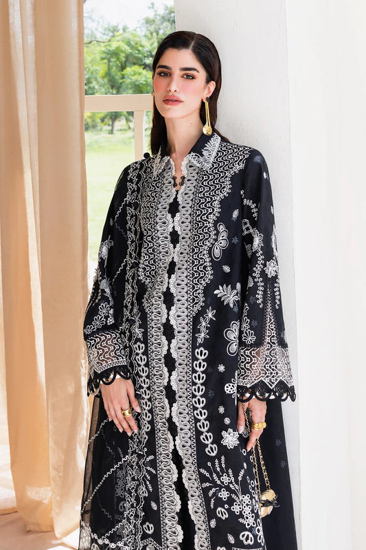 Qalamkar Casual Pret 26 – Jacquard 3 Piece Stitched Suit PA-06 (Black)