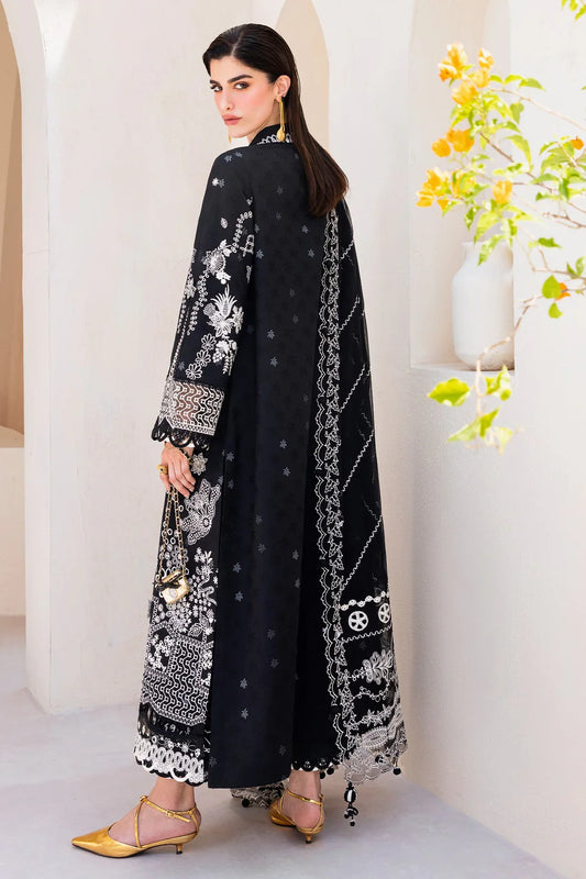 Qalamkar Casual Pret 26 – Jacquard 3 Piece Stitched Suit PA-06 (Black)