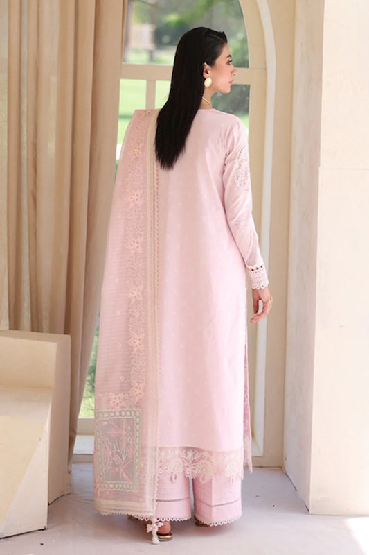 Qalamkar Casual Pret 26 – Jacquard 3 Piece Stitched Suit PA-08 (Light Pink)