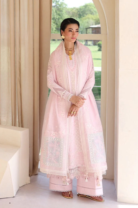 Qalamkar Casual Pret 26 – Jacquard 3 Piece Stitched Suit PA-08 (Light Pink)