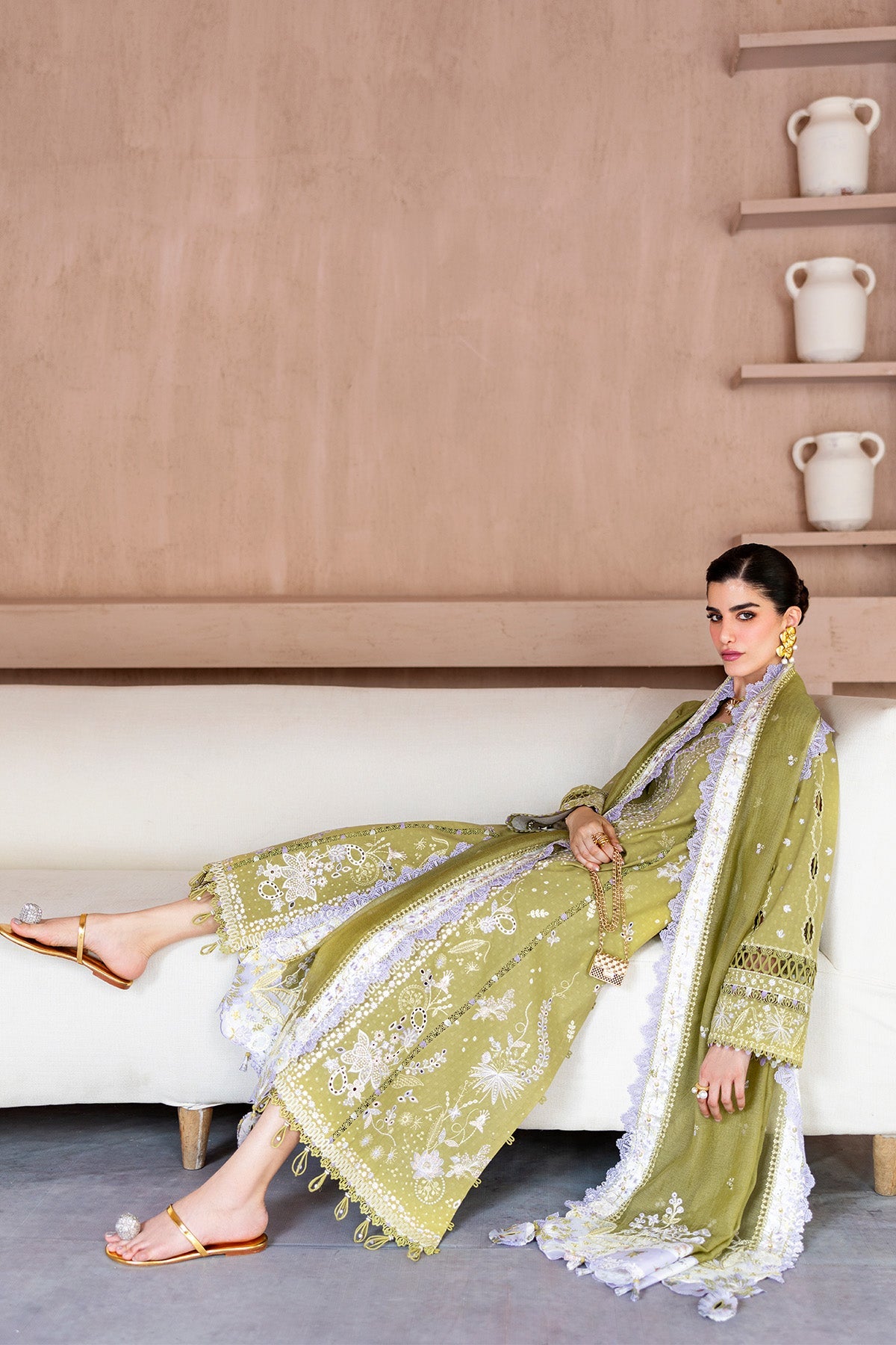 Qalamkar Casual Pret 26 – Jacquard 3 Piece Stitched Suit PA-04 (Willow)