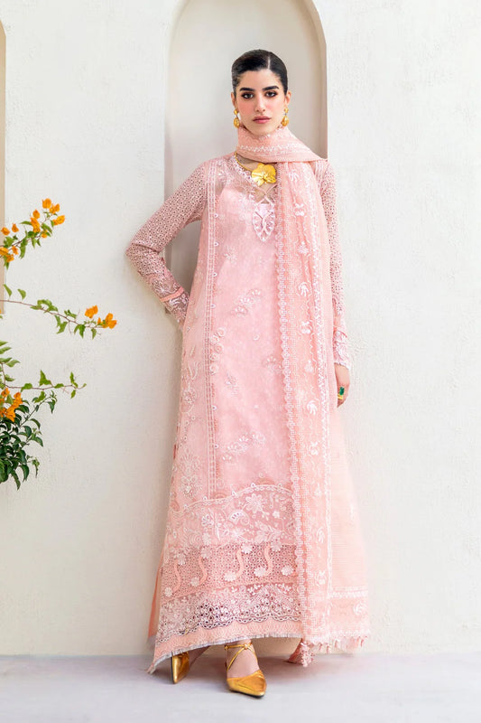 Qalamkar Casual Pret 26 – Jacquard 3 Piece Stitched Suit PA-07 (Pink)