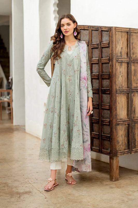 Iznik spring summer Mint Green Embroidered Lawn 3 Piece stitched Suit (SS-03)