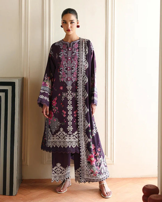 Roheenaz Éclat | Poppy Bloom | Unstitched 3 Piece Lawn Suit (Printed & Embroidered)
