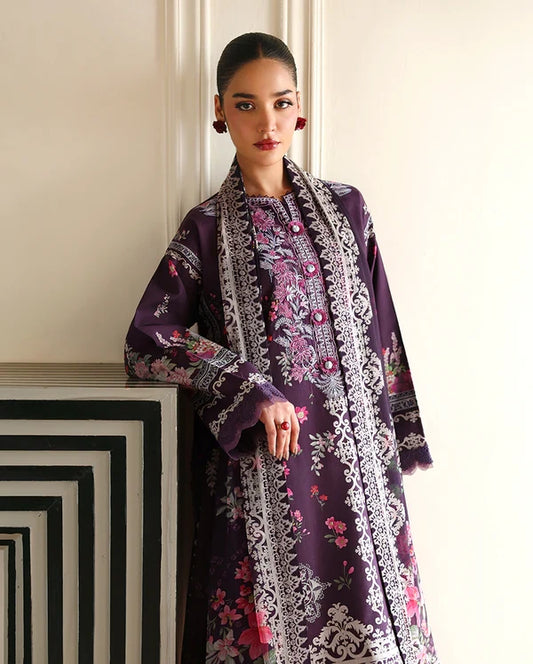 Roheenaz Éclat | Poppy Bloom | Unstitched 3 Piece Lawn Suit (Printed & Embroidered)