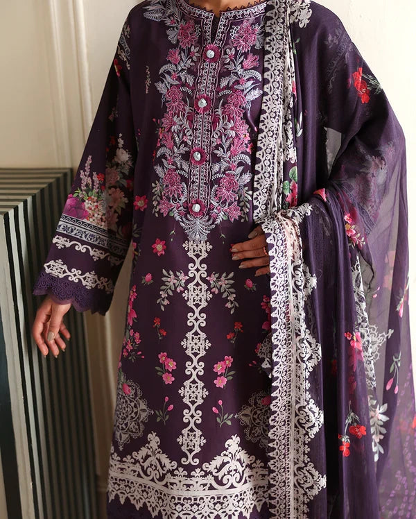 Roheenaz Éclat | Poppy Bloom | Unstitched 3 Piece Lawn Suit (Printed & Embroidered)