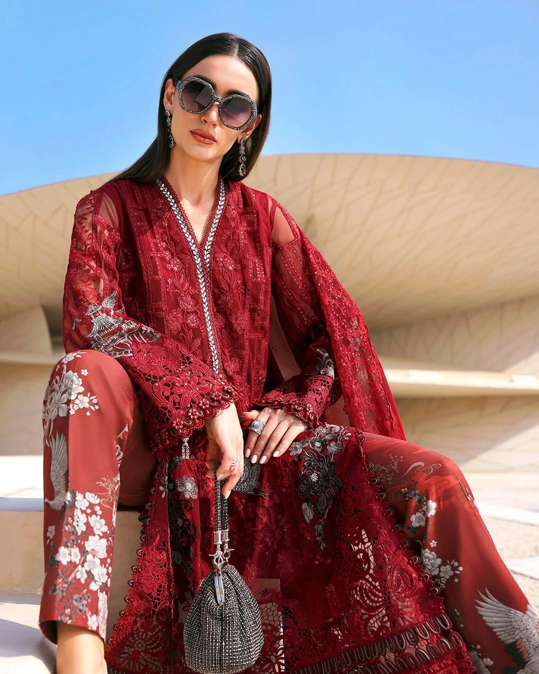 MARIA B LUXURY 3 Piece Embroidered Lawn Suit (Unstitched)