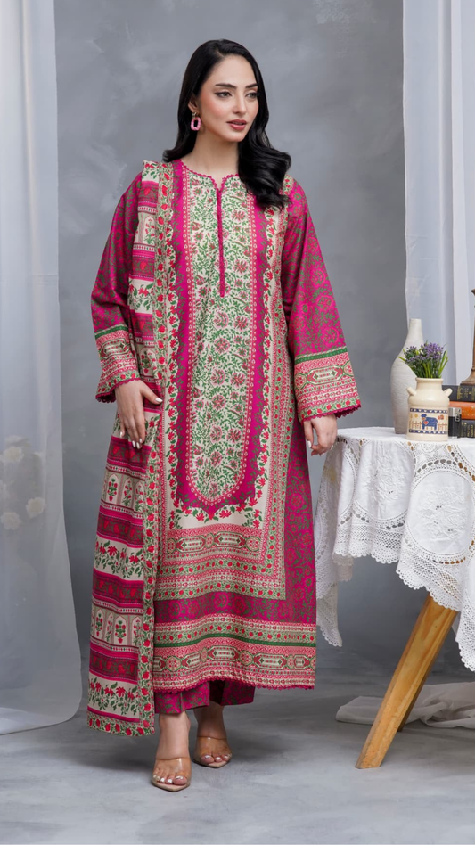 Hayat Summer Printed Kaftan Stitched 3 Piece Suit (03)