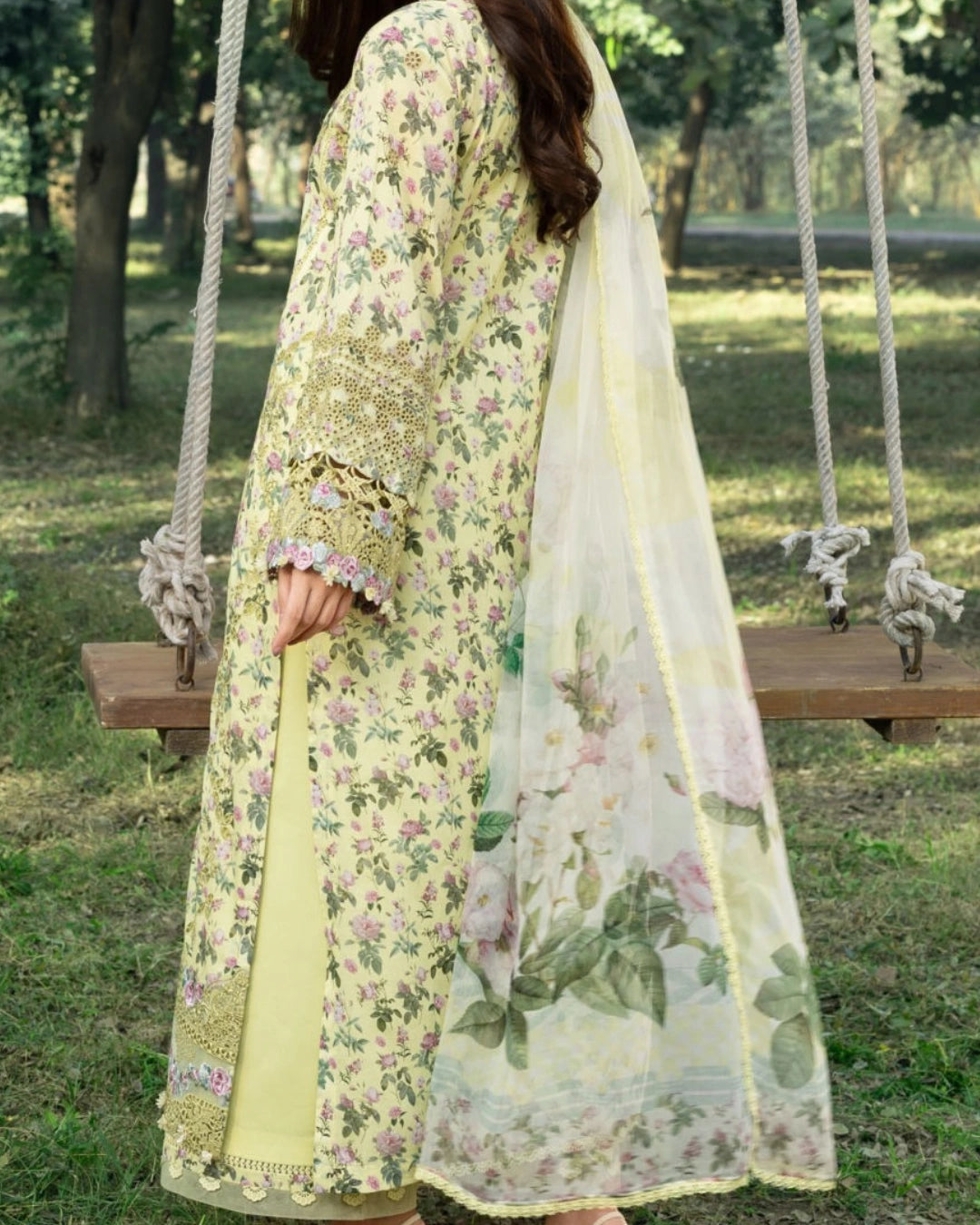 ELAF PREMIUM - Chikankari - Prints Collection with Chiffon (unstitched)