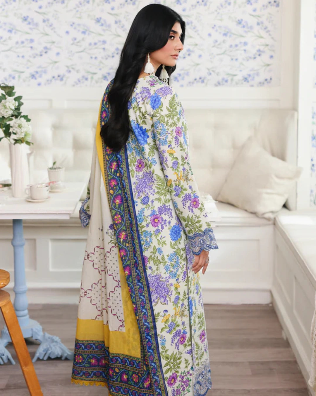 NISSA Floral Symphony – Embroidered & Printed Lawn Suit by Rajbari (Unstitched) 02
