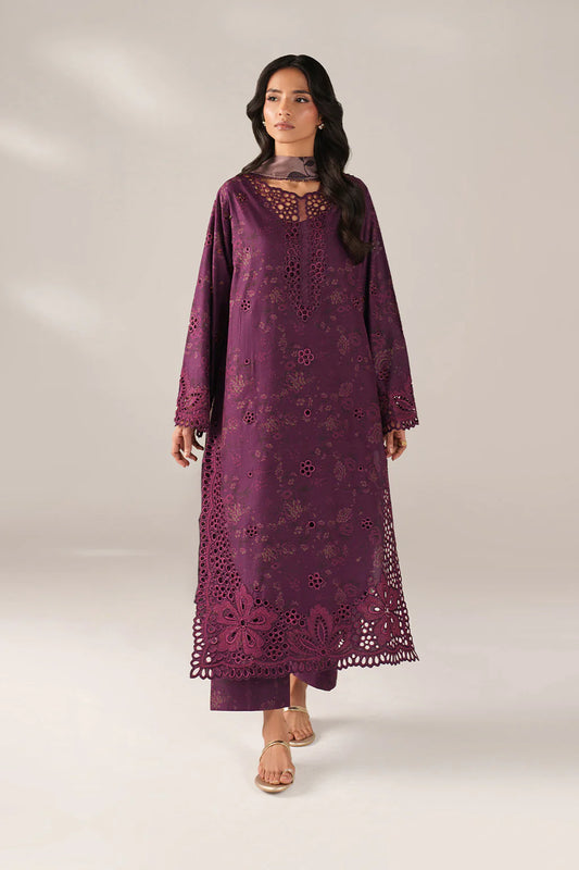 Iznik spring summer Purple Plum Embroidered Lawn 3 Piece stitched Suit (SS-08)