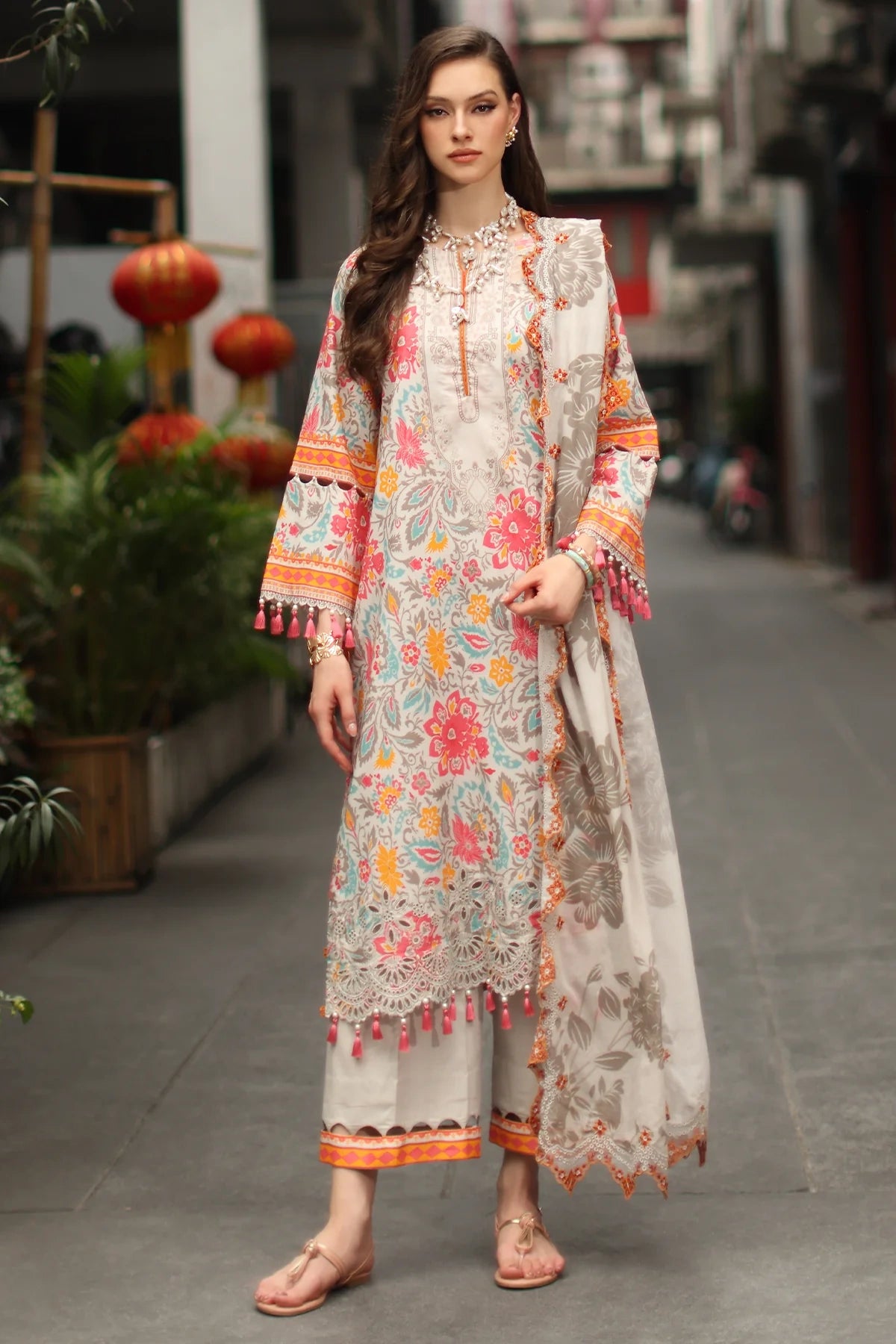 Charizma Signature Embroidered Printed Lawn 3 Piece Unstitched Suit (CS6-08)