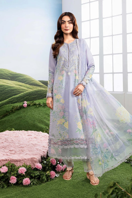 MariaB MBasics-Embroidered Lawn 3 Piece Unstitched Suit with Chiffon Dupatta (D11B)