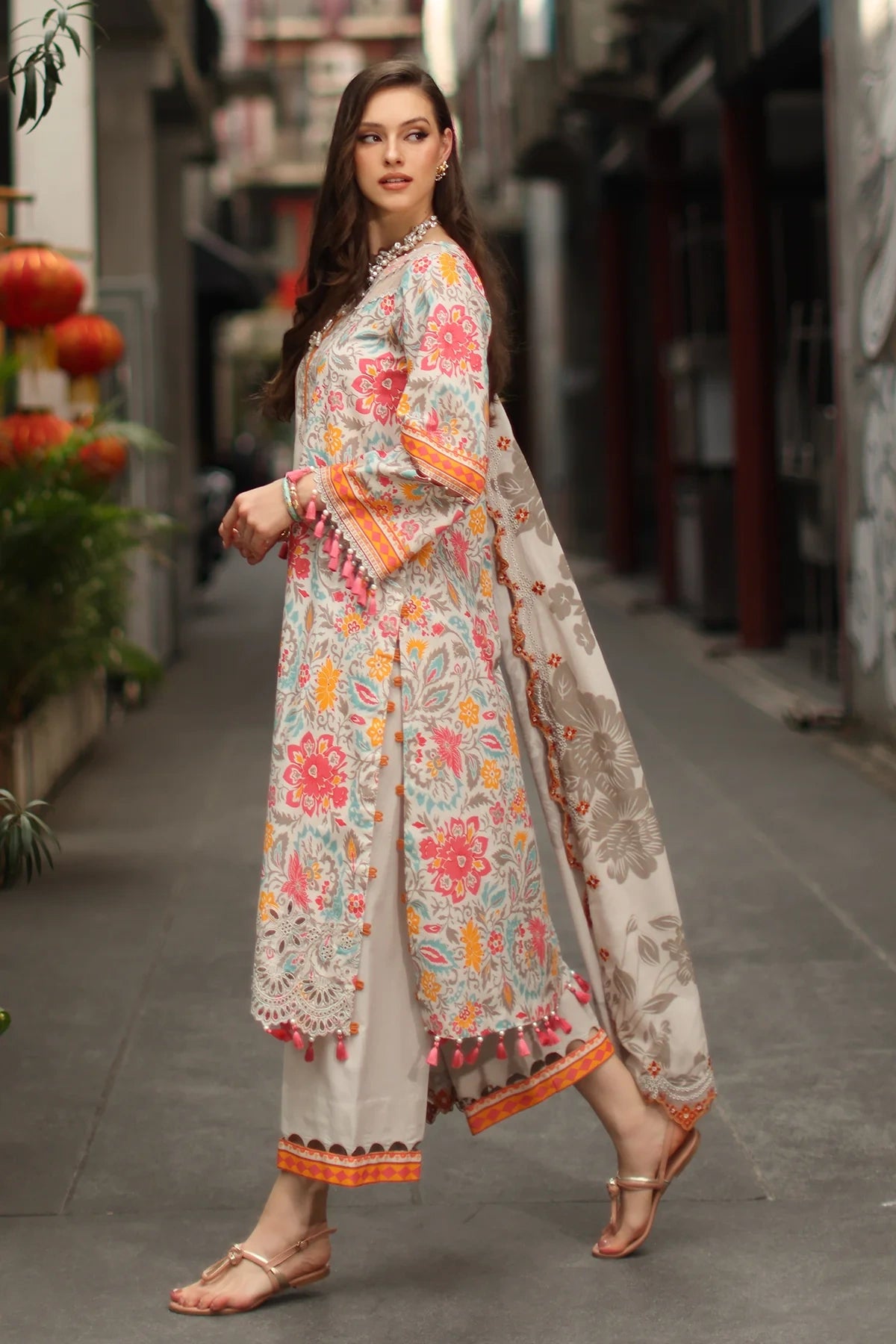 Charizma Signature Embroidered Printed Lawn 3 Piece Unstitched Suit (CS6-08)