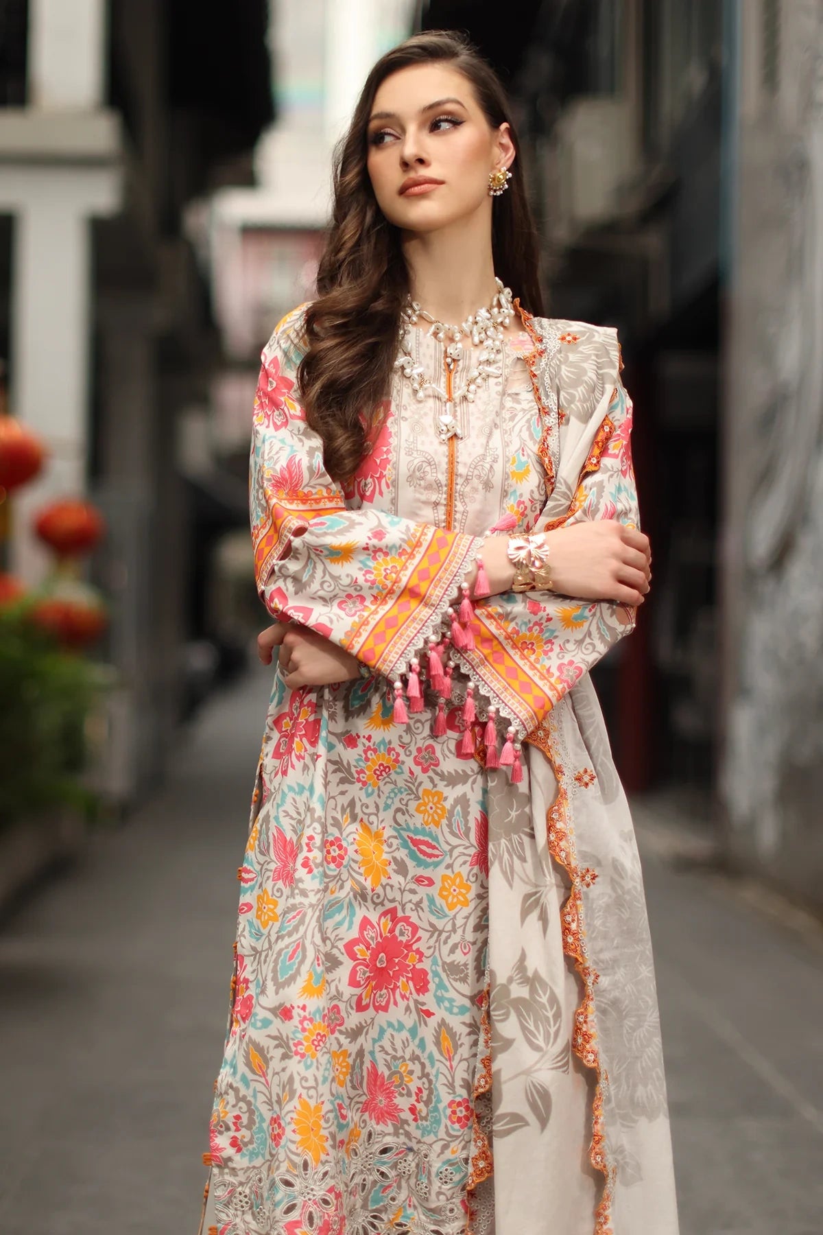 Charizma Signature Embroidered Printed Lawn 3 Piece Unstitched Suit (CS6-08)